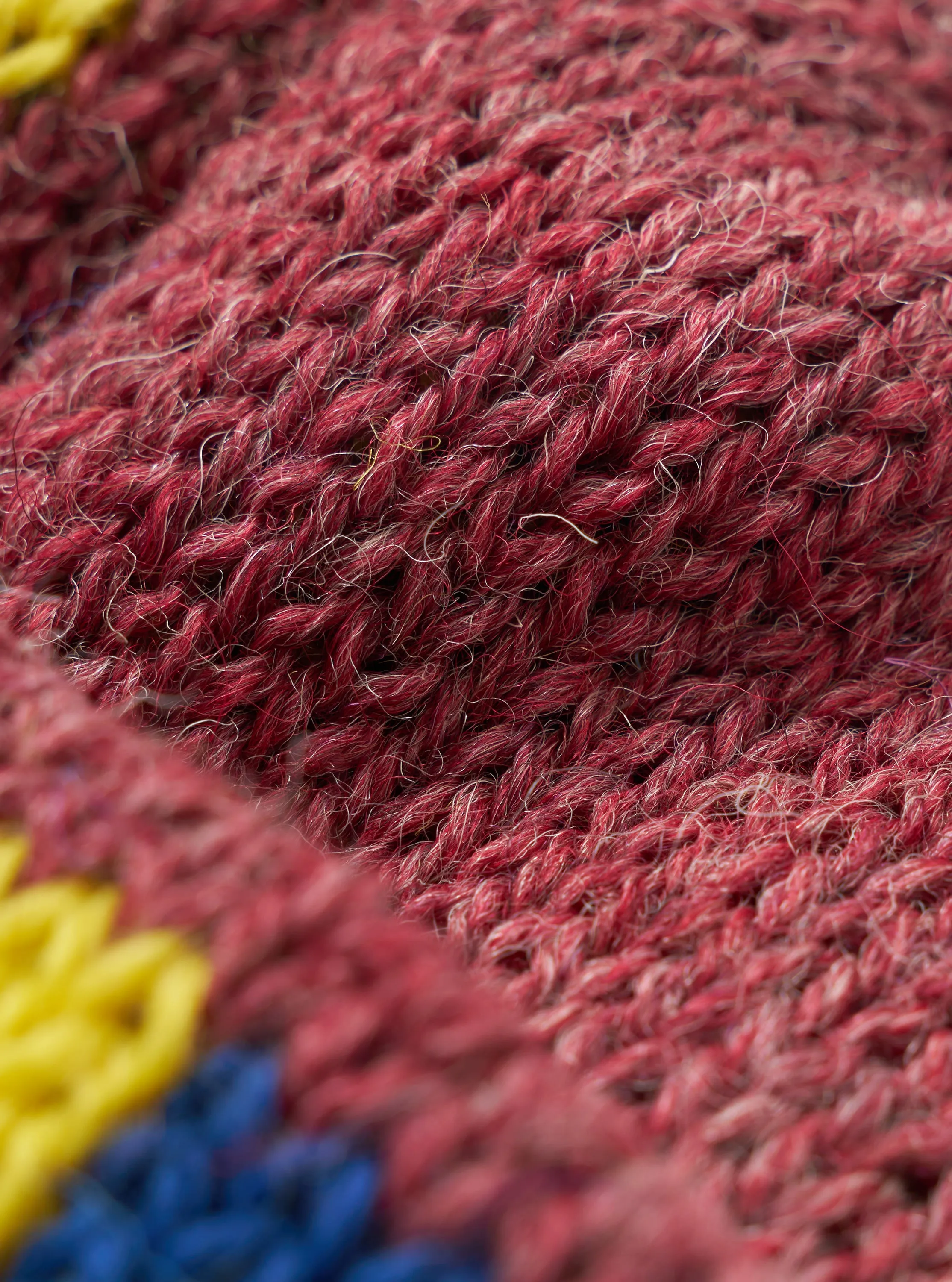 Burgundy/Blue/Lemon British Wool Short Watch Cap sold by Universal Works product image thumbnail 4