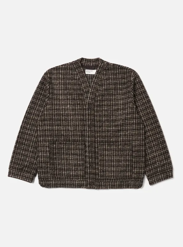 Brown Jacquard Knit Advance Cardigan sold by Universal Works