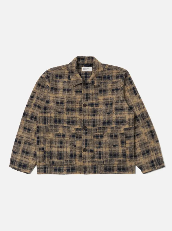 Navy Patch Check Fleece Rams Jacket sold by Universal Works