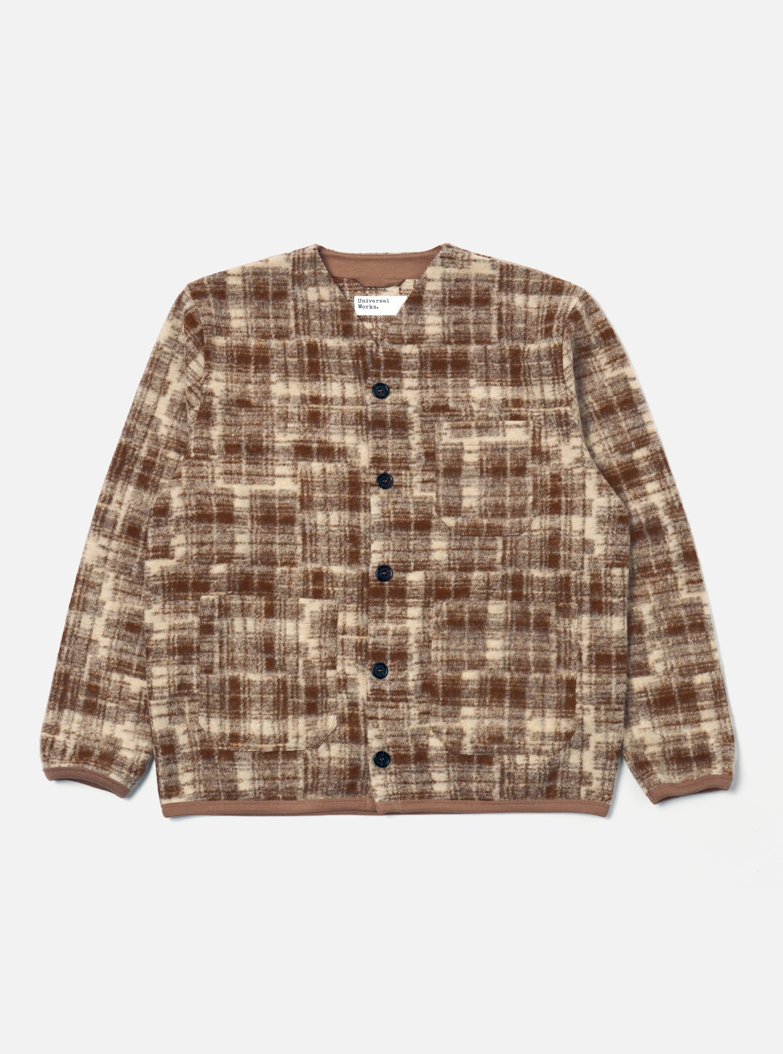 Sand Patch Check Fleece Cardigan sold by Universal Works