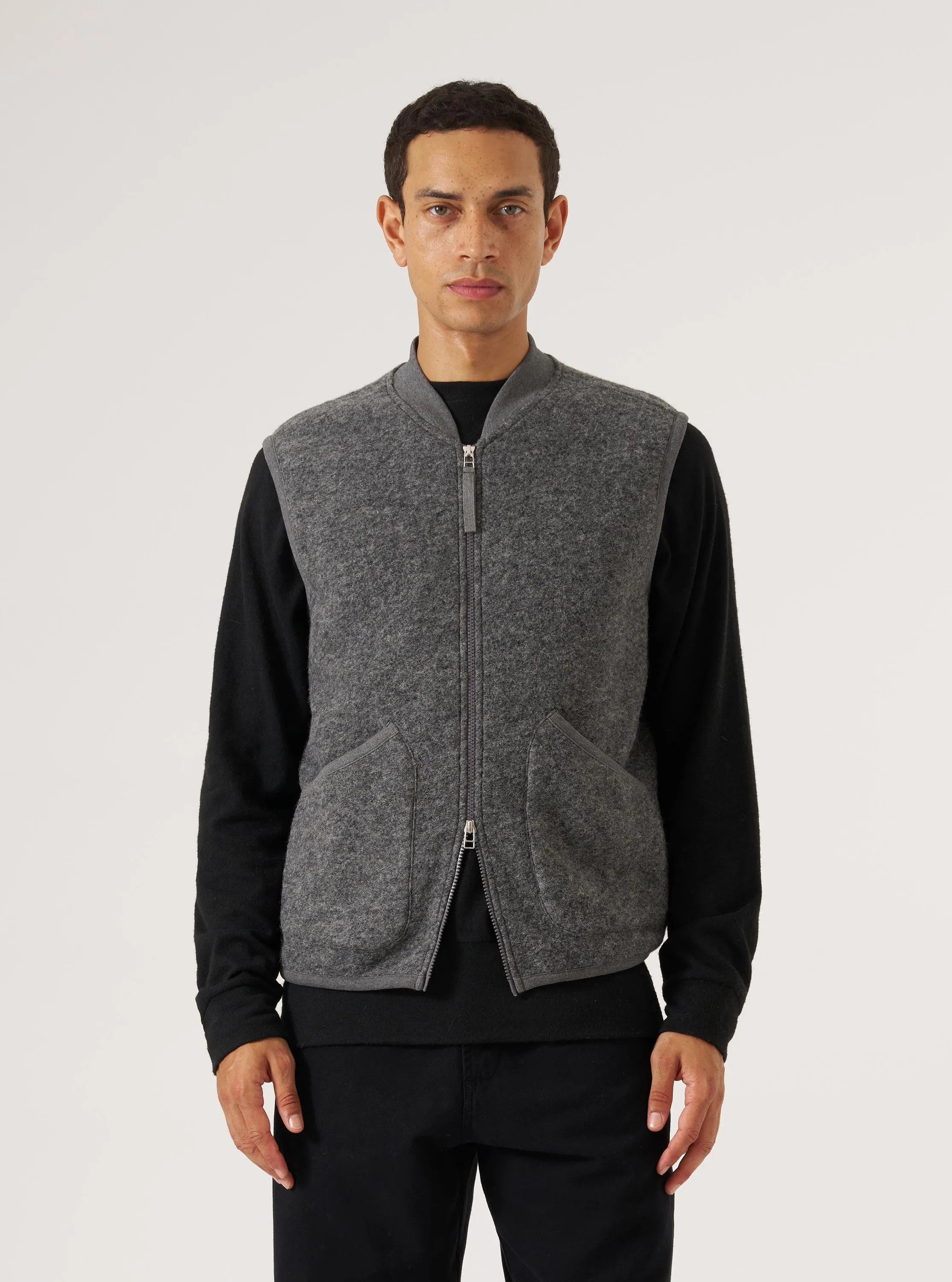 Grey Marl Wool Fleece Zip Waistcoat sold by Universal Works product image thumbnail 2