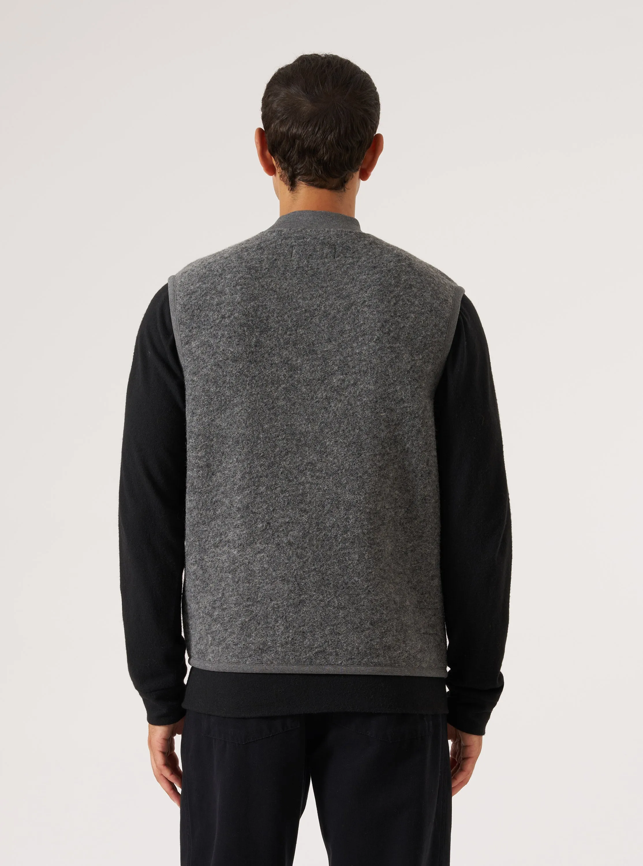 Grey Marl Wool Fleece Zip Waistcoat sold by Universal Works product image thumbnail 3