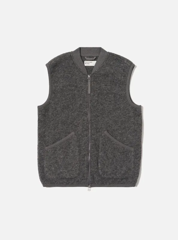 Grey Marl Wool Fleece Zip Waistcoat sold by Universal Works