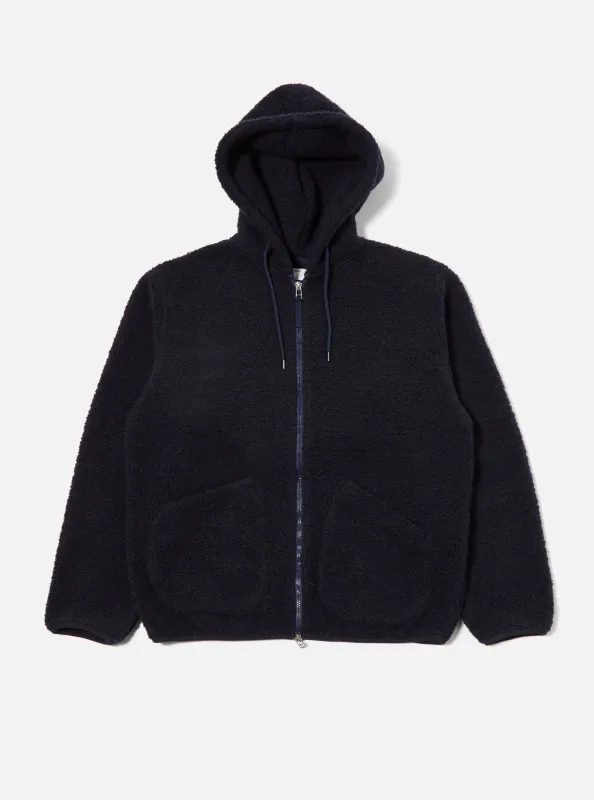 Navy Alvar Fleece Travel Hoodie sold by Universal Works