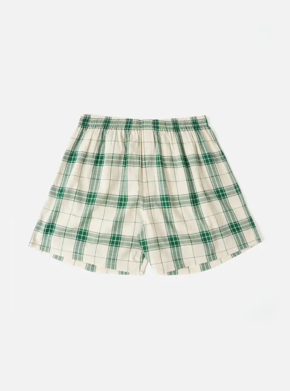 Ecru/Green Madras Check Boxer Short sold by Universal Works