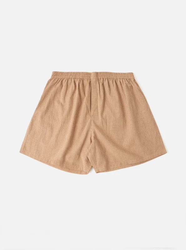 Brown Madras Check Boxer Short sold by Universal Works