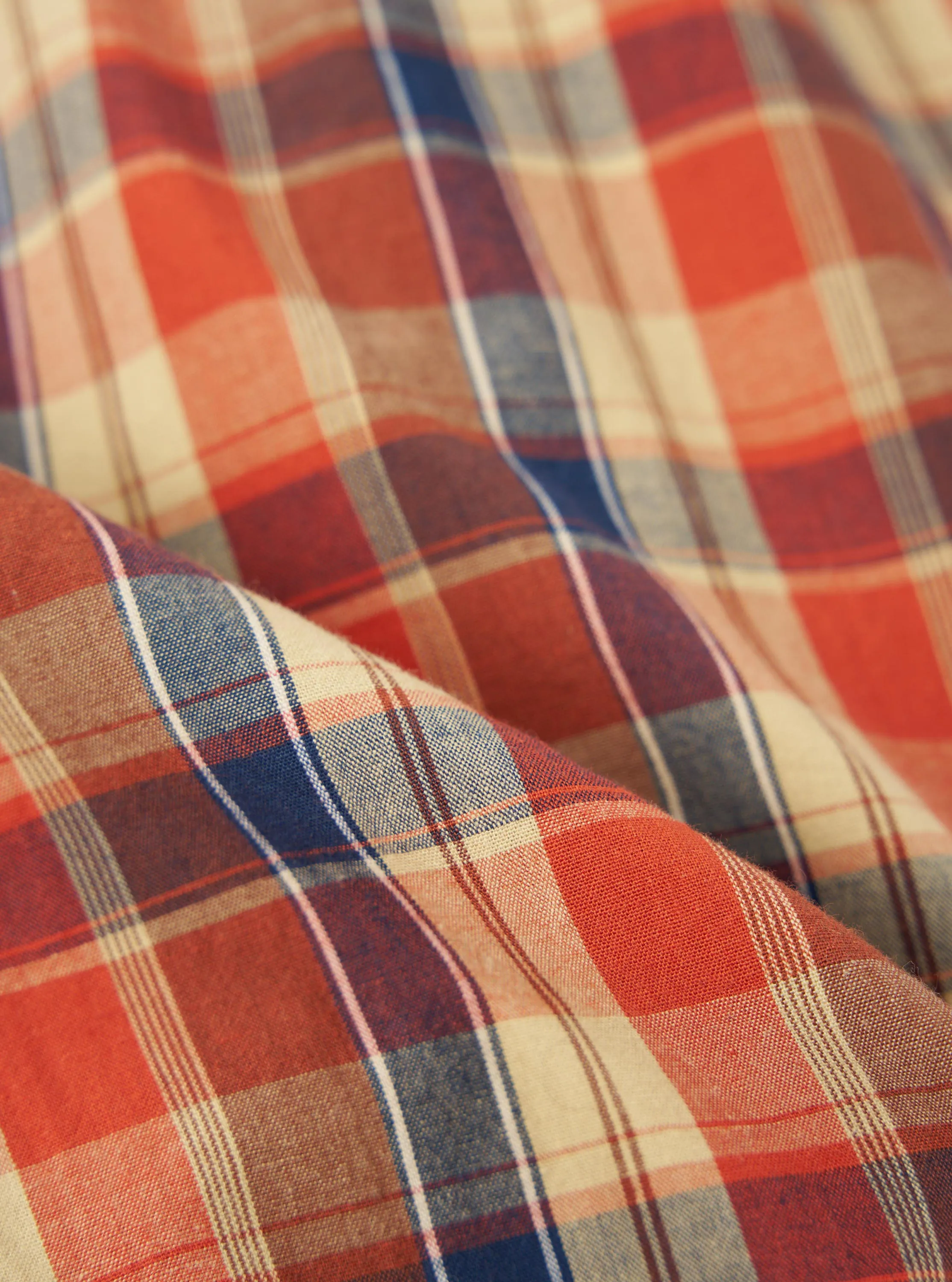 Orange/Navy Madras Check Boxer Short sold by Universal Works product image thumbnail 2