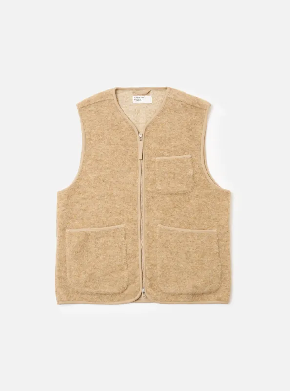 Stone Wool Fleece Zip Gilet sold by Universal Works
