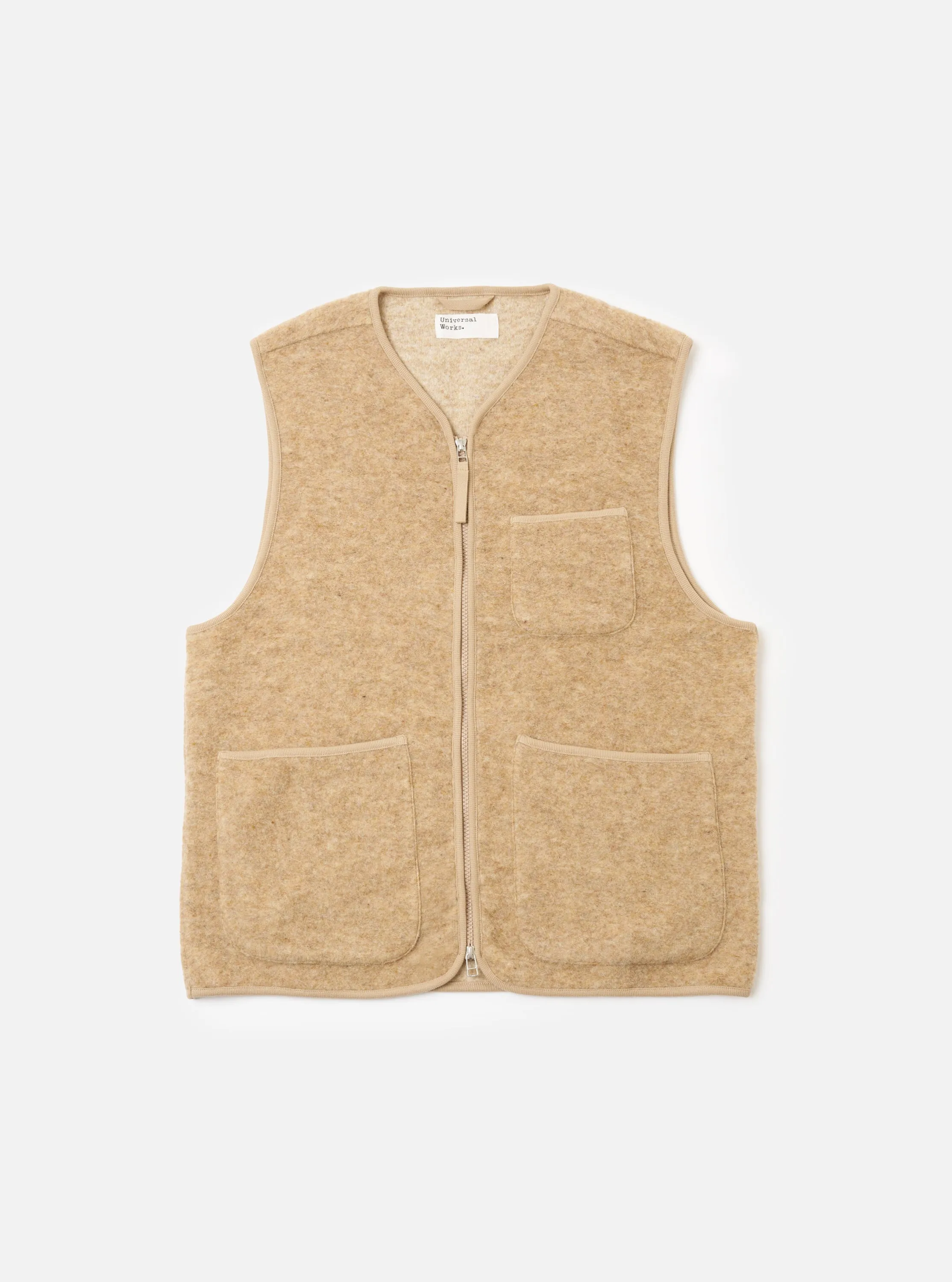 Stone Wool Fleece Zip Gilet sold by Universal Works