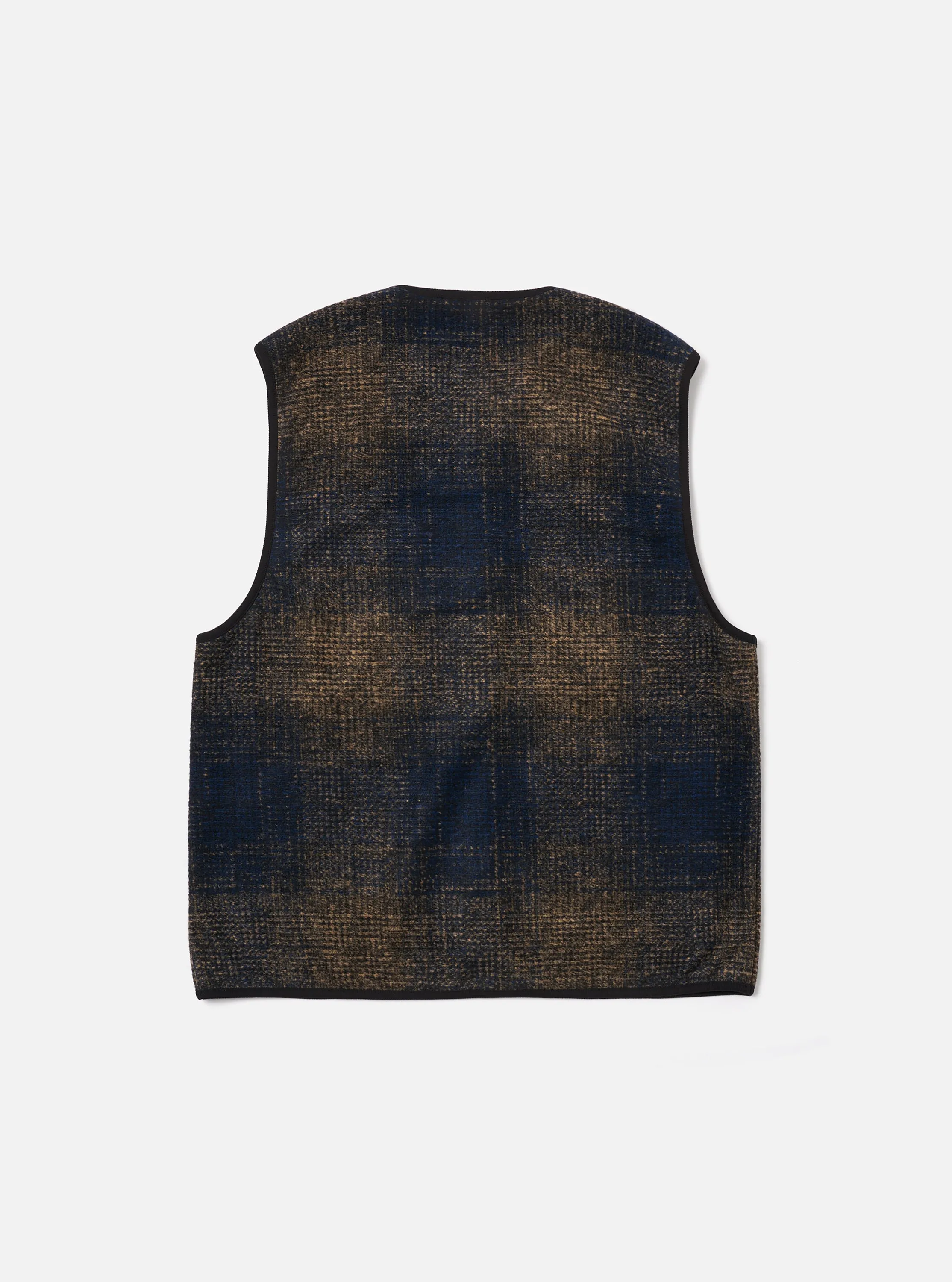 Navy Deca Check Zip Gilet sold by Universal Works product image thumbnail 5