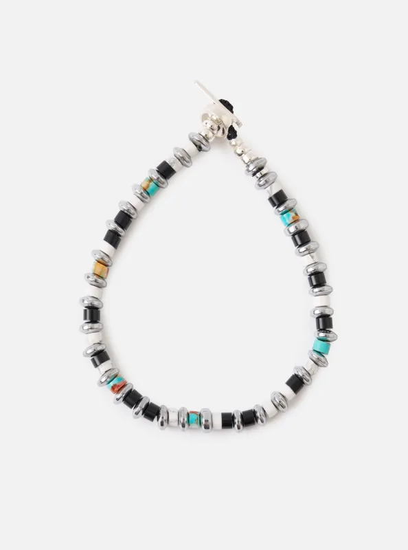 Mikia Jet/Turquoise Hematite Roundel Bracelet sold by Universal Works