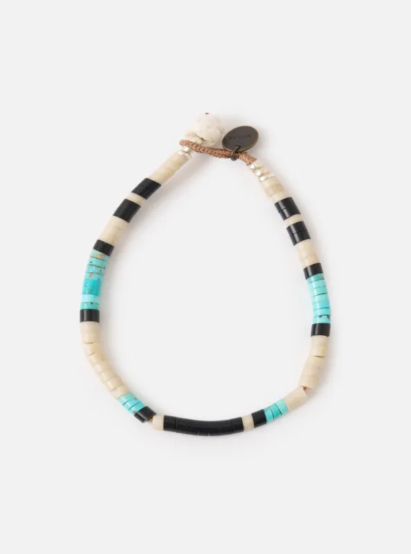 Mikia Fossil Jasper/Turquoise Heishi Beads Bracelet sold by Universal Works