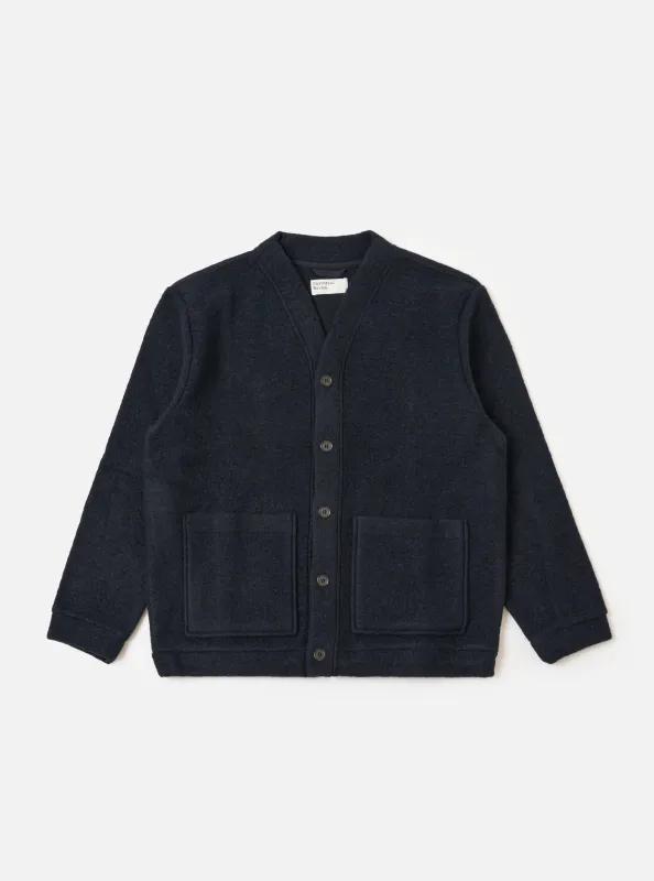 Navy Wool Fleece Advance Cardigan sold by Universal Works