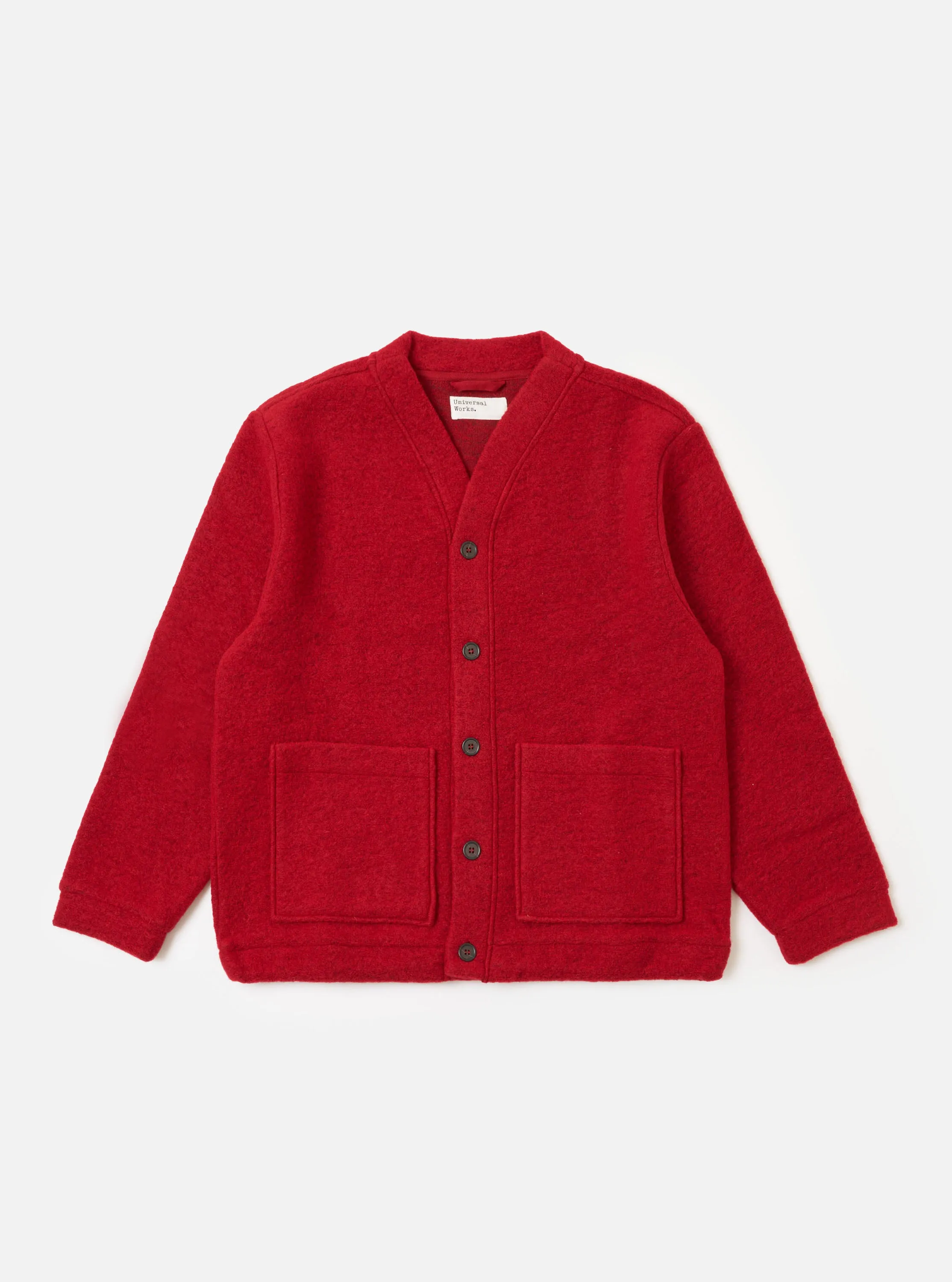 Red Wool Fleece Advance Cardigan sold by Universal Works