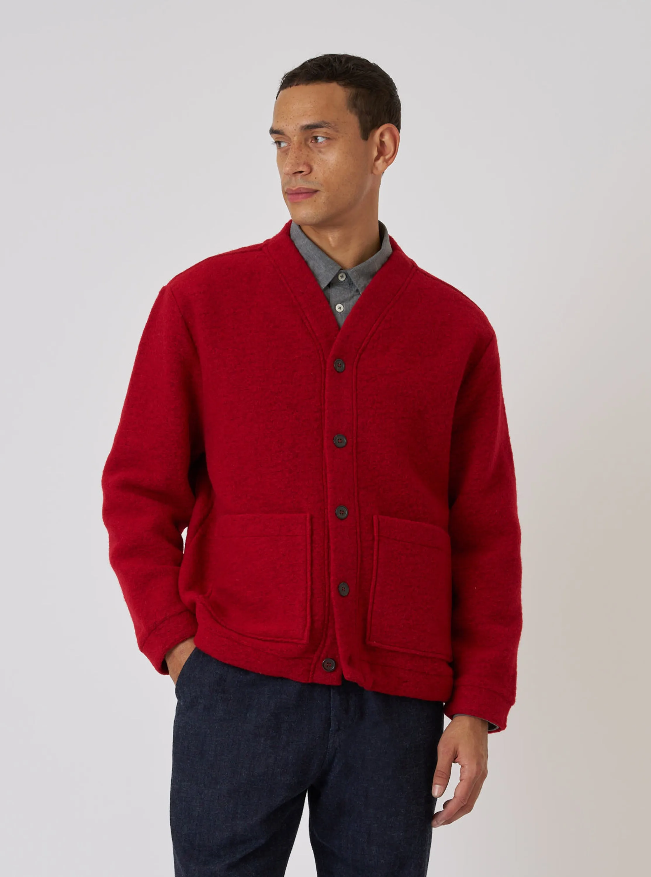 Red Wool Fleece Advance Cardigan sold by Universal Works product image thumbnail 2