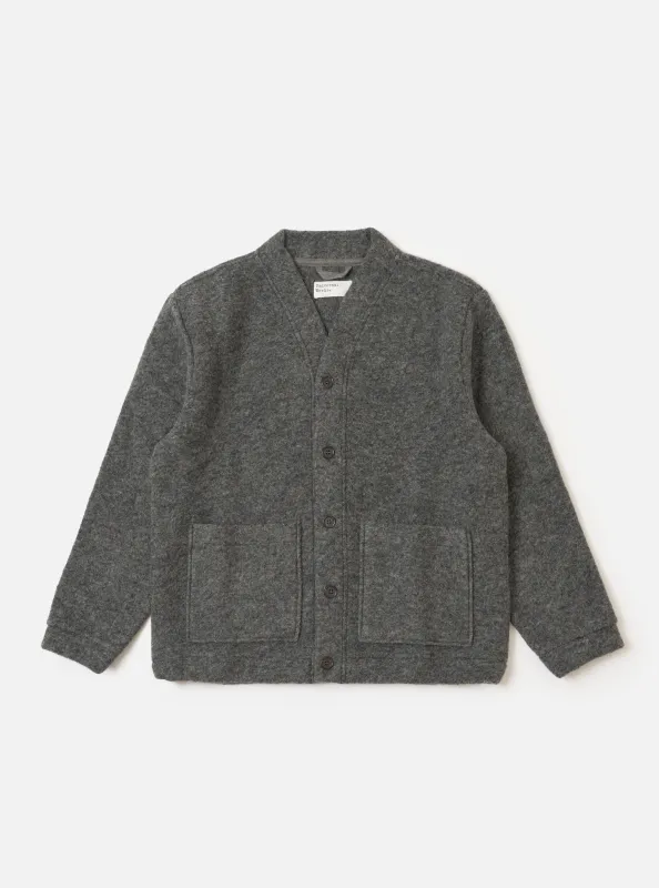 Grey Marl Wool Fleece Advance Cardigan sold by Universal Works