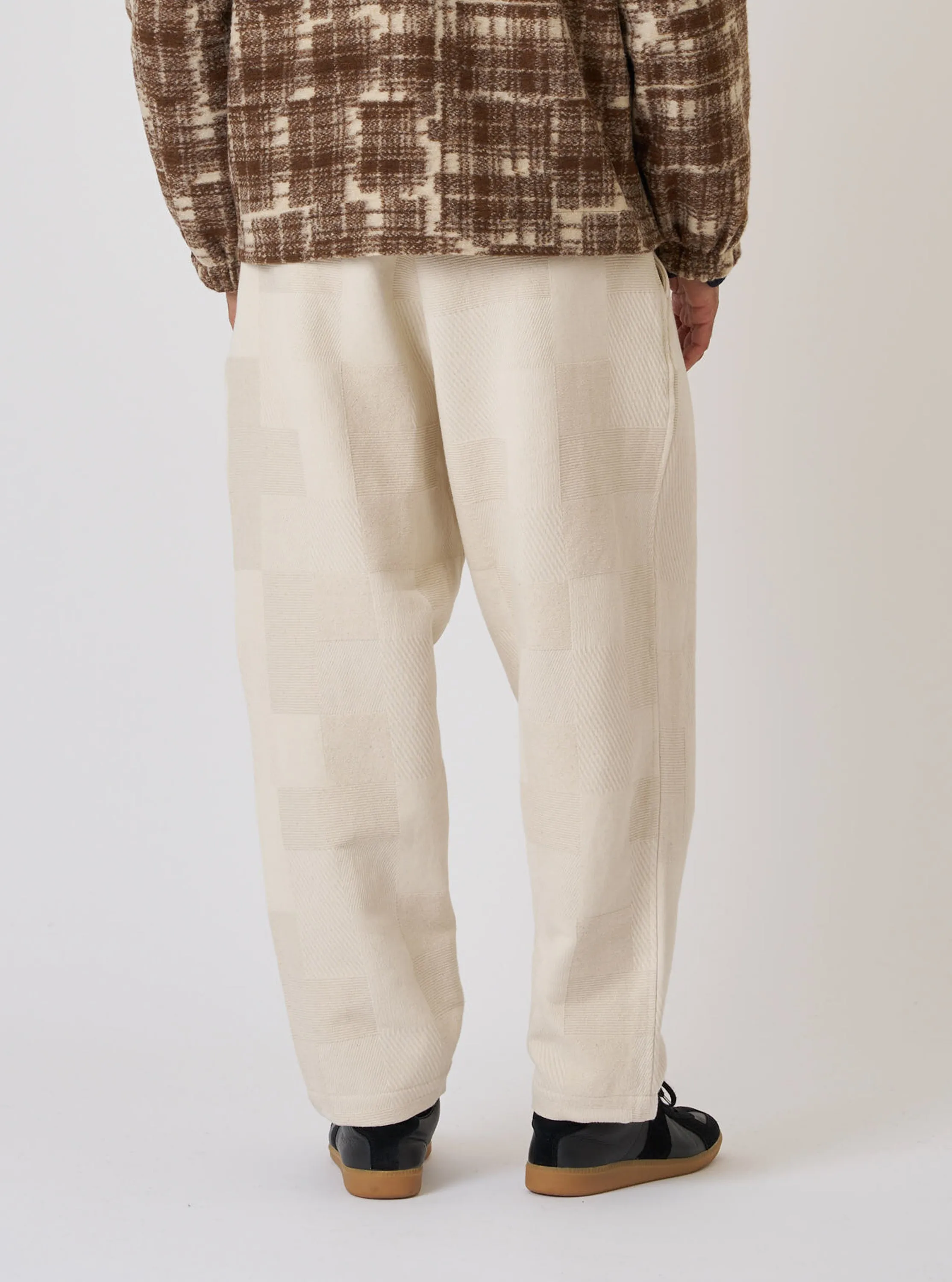 Ecru Patchwork Weave Cotton Pleated Track Pant sold by Universal Works product image thumbnail 3