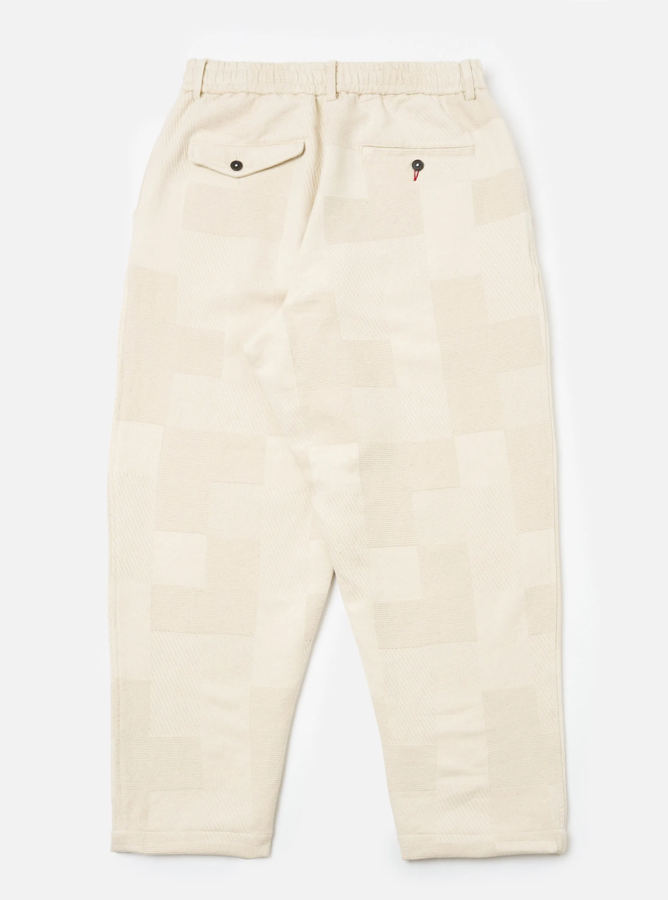 Ecru Patchwork Weave Cotton Pleated Track Pant sold by Universal Works product image thumbnail 5