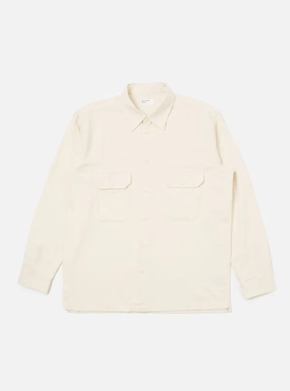 Ecru Sid Flannel CPO Shirt made by Universal Works