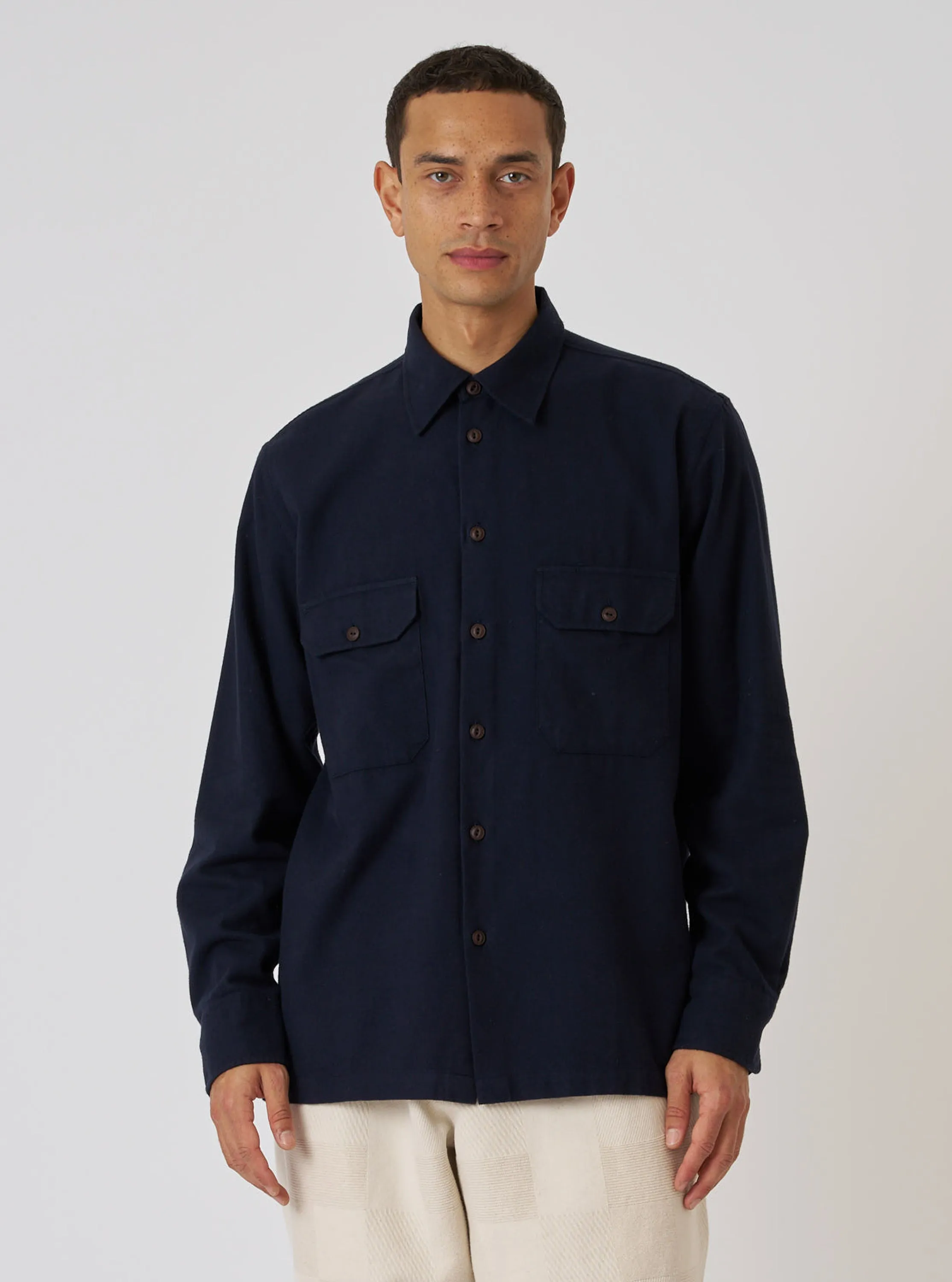 Dark Navy Sid Flannel CPO Shirt sold by Universal Works product image thumbnail 2