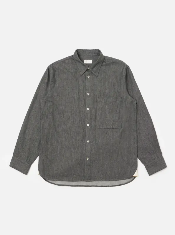 Charcoal Brushed Organic Cotton Square Pocket Shirt sold by Universal Works
