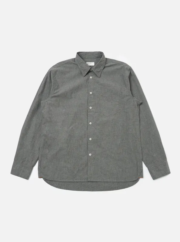Charcoal Organic Chambray Patched Lazy Day Shirt sold by Universal Works