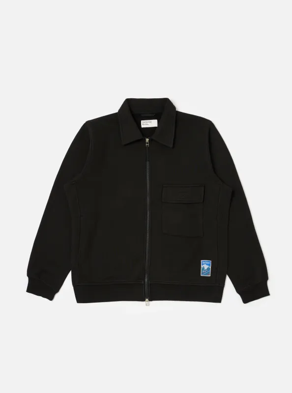 Black Brush Back Sweat Tyler Sweat Jacket sold by Universal Works