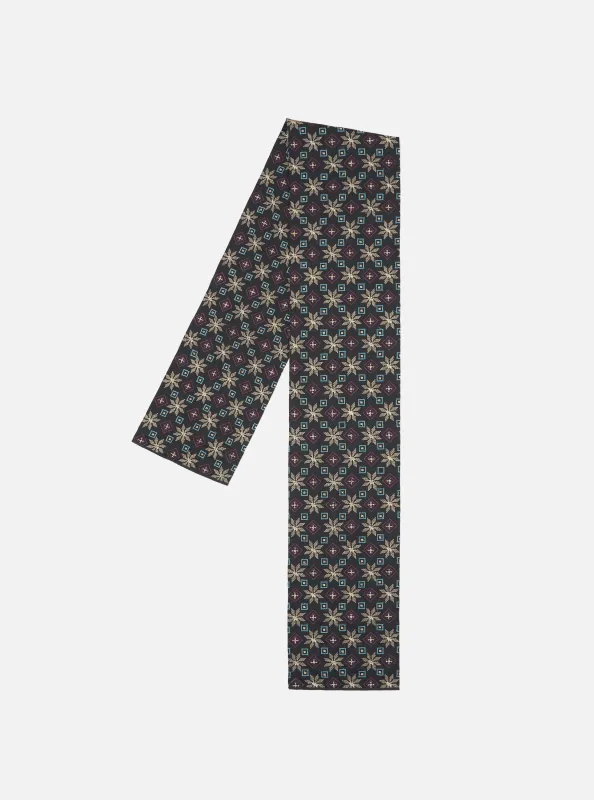 Black Embroidery Cotton Satin Embroidery Scarf sold by Universal Works