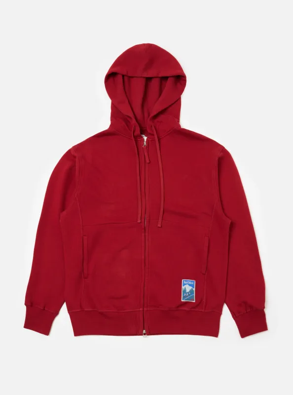 Red Brush Back Sweat New York Hoody sold by Universal Works