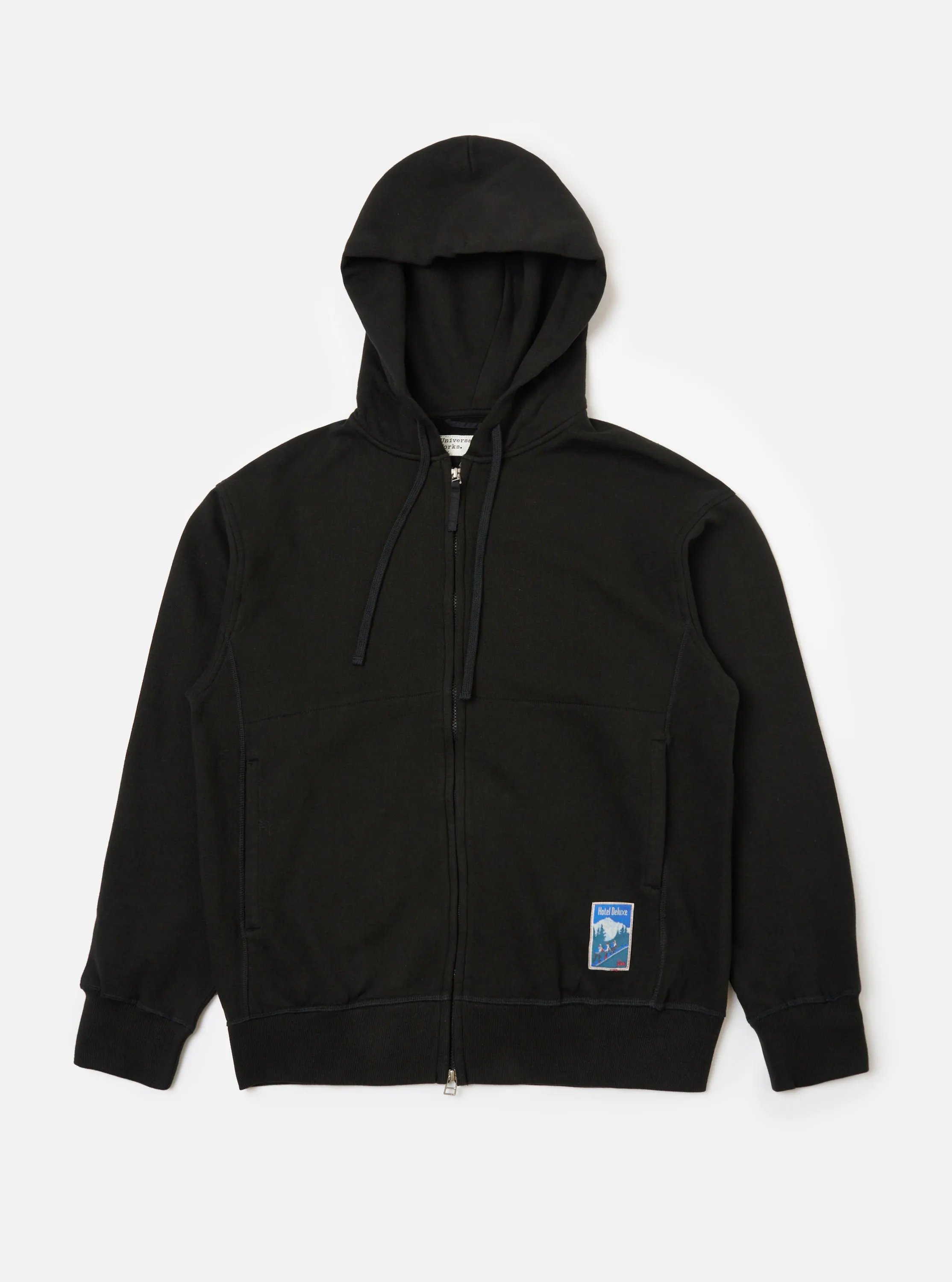 Black Brush Back Sweat New York Hoody sold by Universal Works