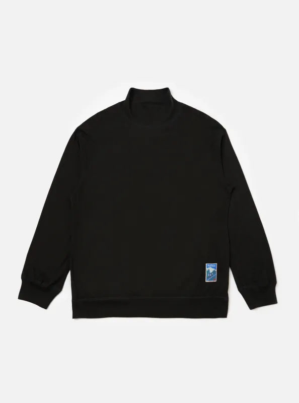 Black Single Jersey Funnel Neck Tee sold by Universal Works