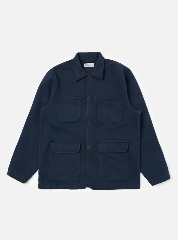 Dark Navy Patchwork Weave Cotton Labour Jacket sold by Universal Works