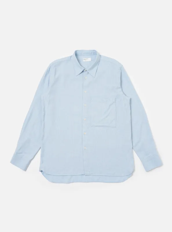 Light Blue Brushed Marl Twill Square Pocket Shirt sold by Universal Works