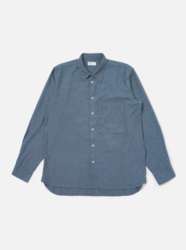 Blue Brushed Marl Twill Square Pocket Shirt sold by Universal Works