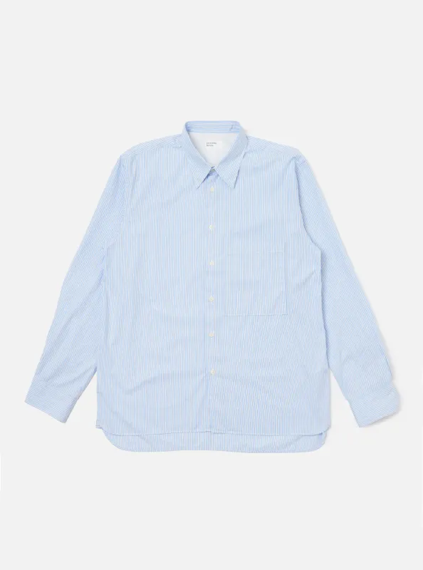 Blue Office Stripe Square Pocket Shirt sold by Universal Works