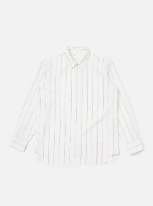 White Office Stripe Square Pocket Shirt sold by Universal Works