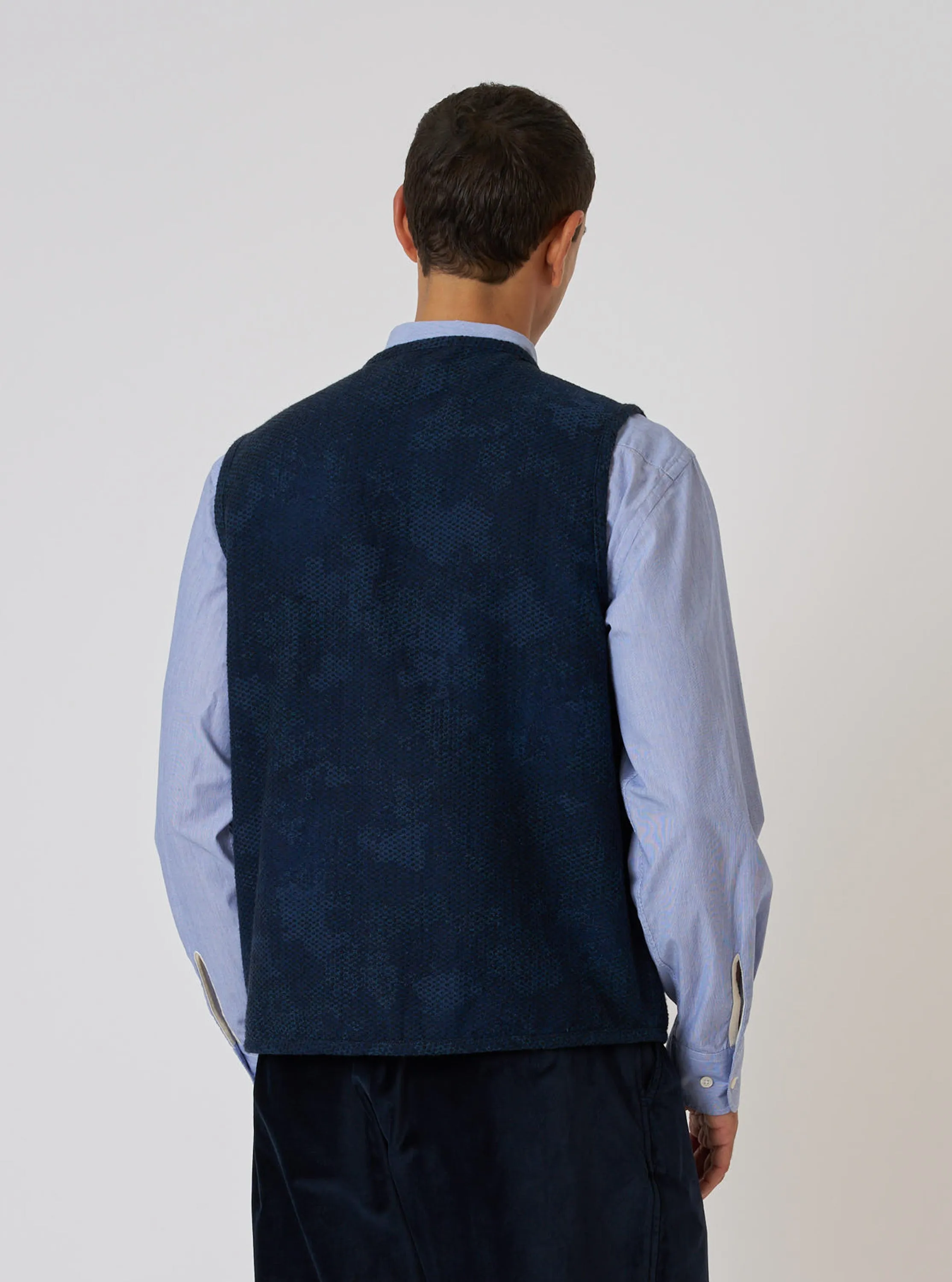 Black/Indigo Denim Camo 4 Pocket Gilet sold by Universal Works product image thumbnail 3