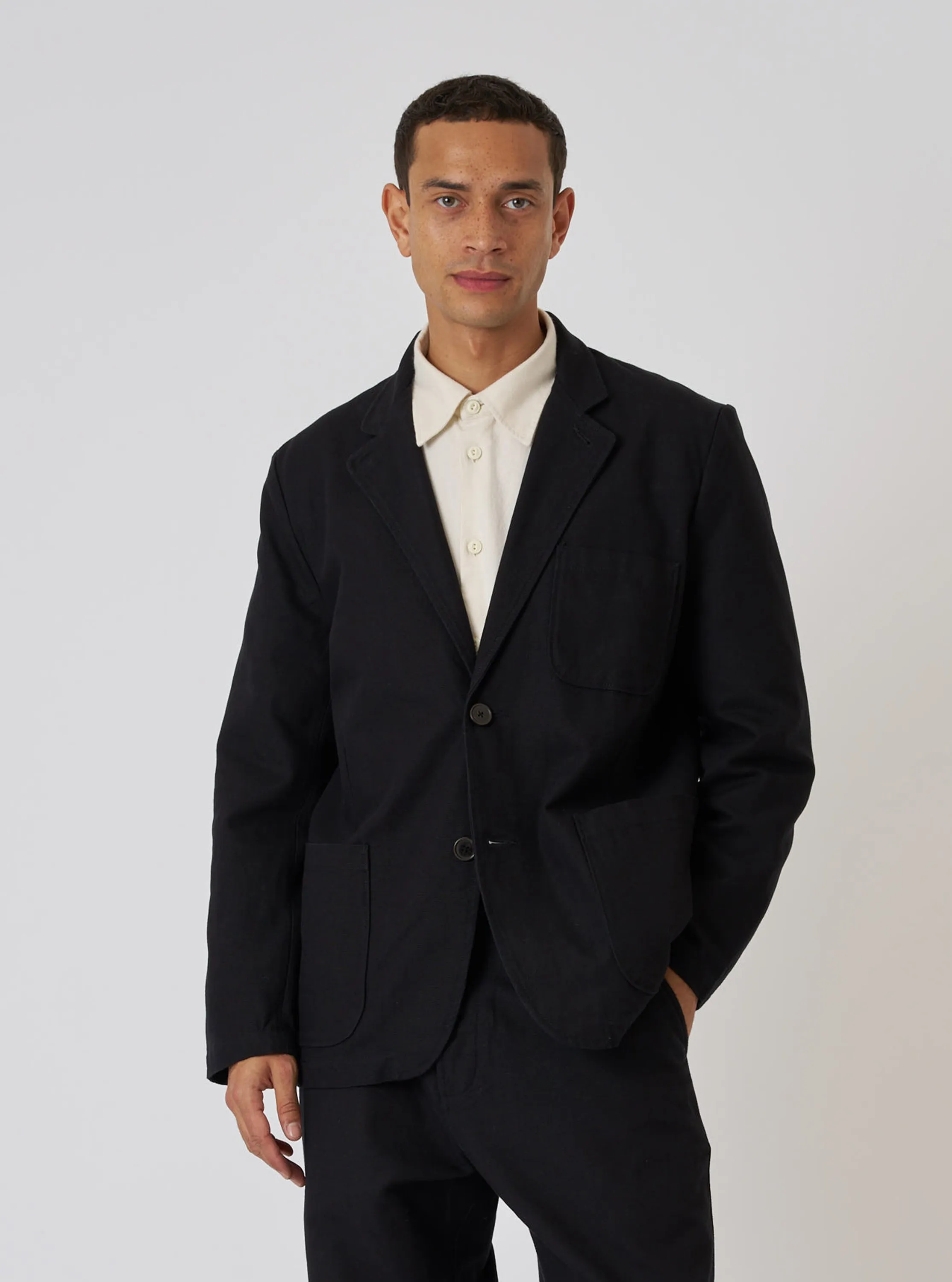 Black Organic Canvas Two Button Jacket sold by Universal Works product image thumbnail 2