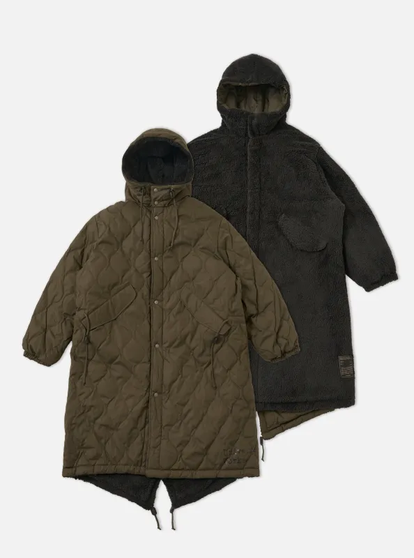 TAION x Universal Works Reversible Dark Olive Military Line Sherpa Parka sold by Universal Works