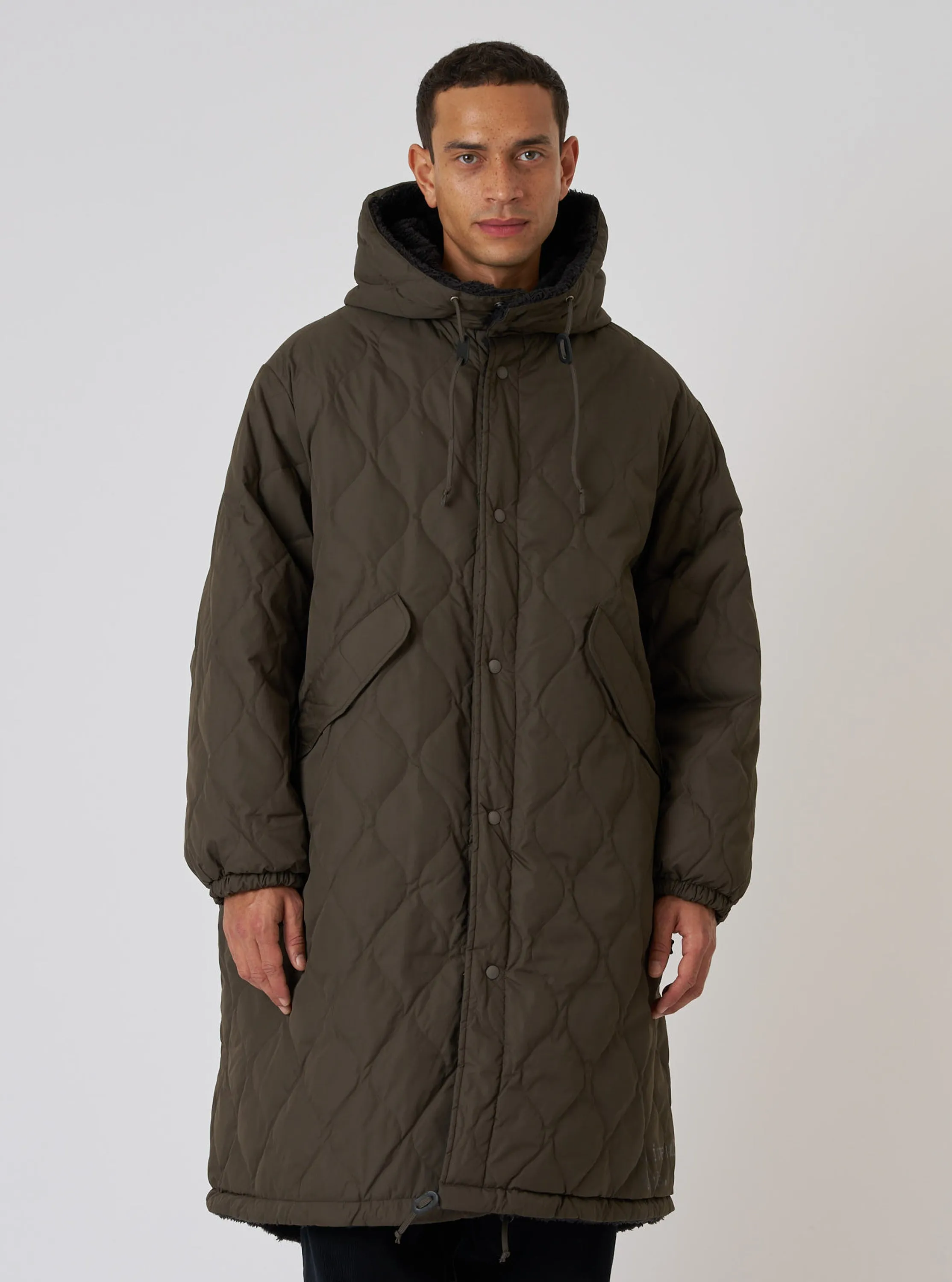 TAION x Universal Works Reversible Dark Olive Military Line Sherpa Parka sold by Universal Works product image thumbnail 2