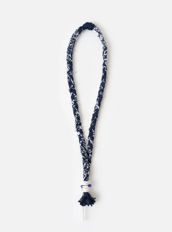 Hanami of Rome Blue/White Leather/Blue Bead Bandana Necklace No.47 sold by Universal Works