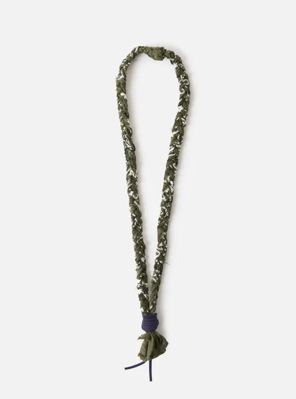 Hanami of Rome Military Green/Blue Leather Bandana Necklace No.46 sold by Universal Works