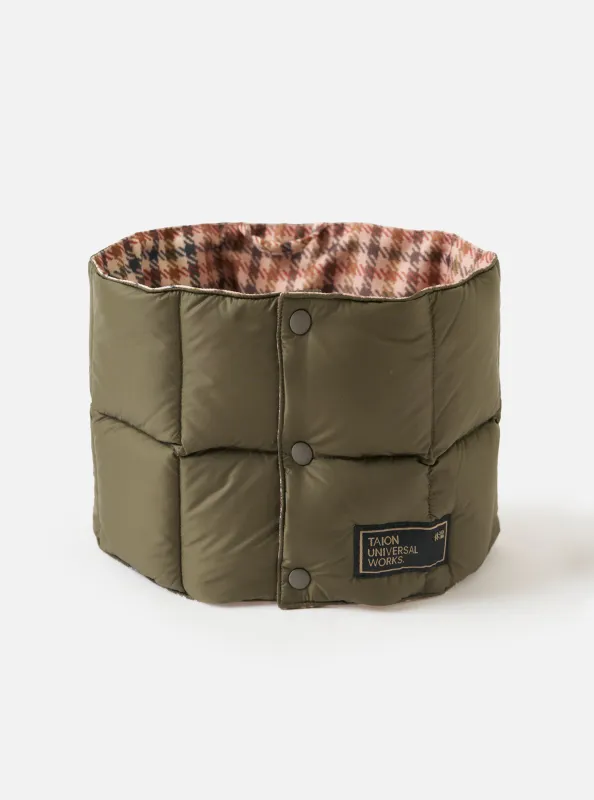 TAION x Universal Works Reversible Dark Olive Military Line Neck Warmer sold by Universal Works