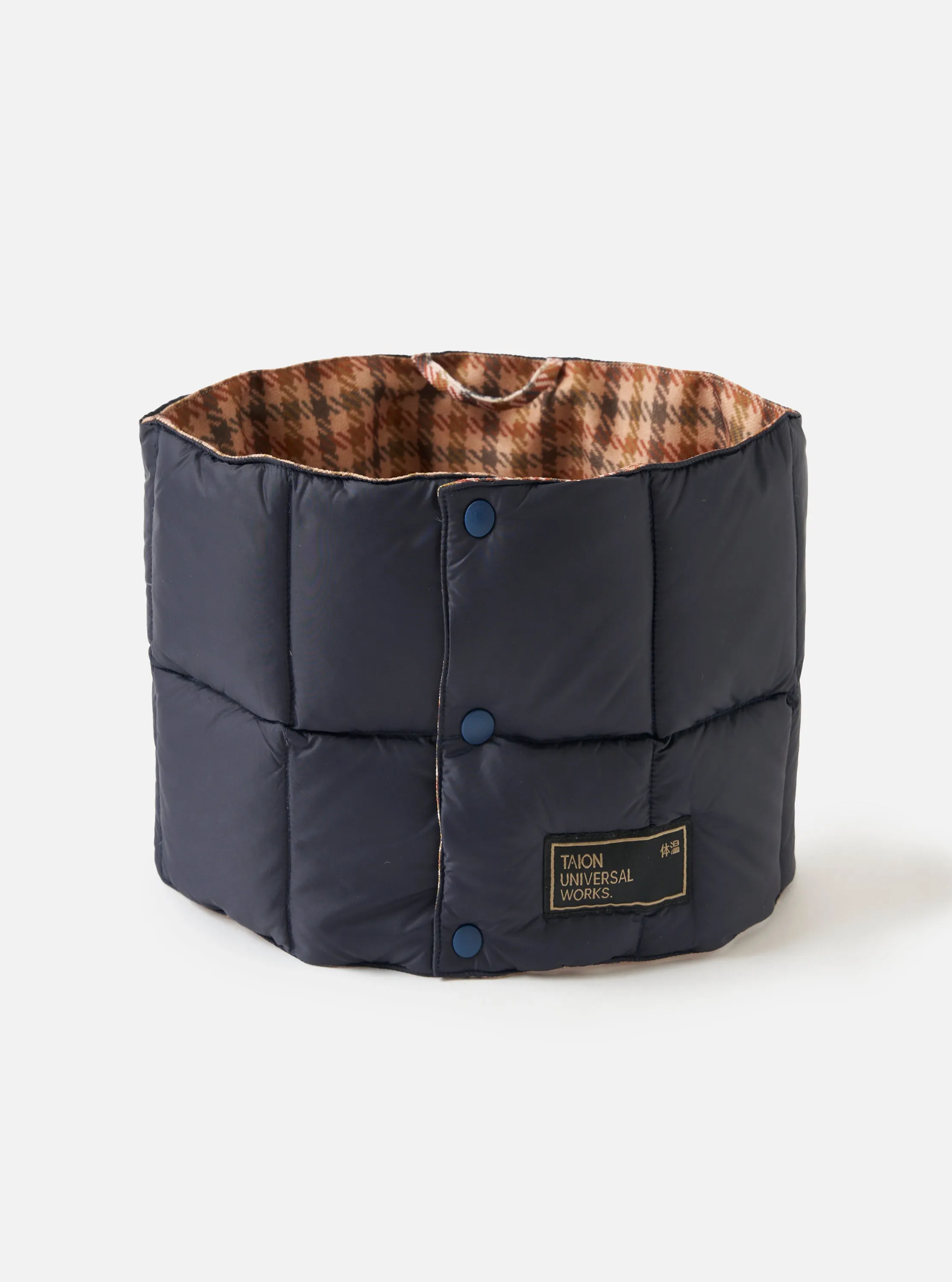 TAION x Universal Works Reversible Dark Navy Military Line Neck Warmer sold by Universal Works
