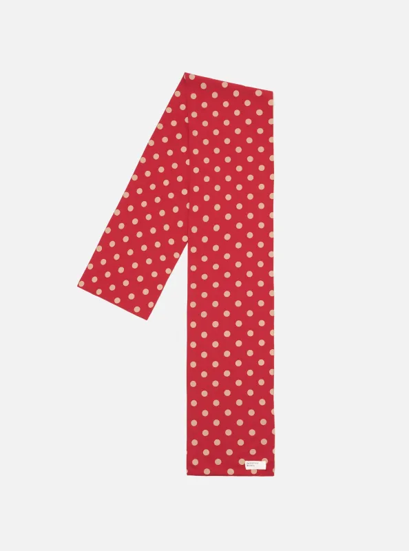 Red Bold Dot Print Rayon Evening Scarf sold by Universal Works