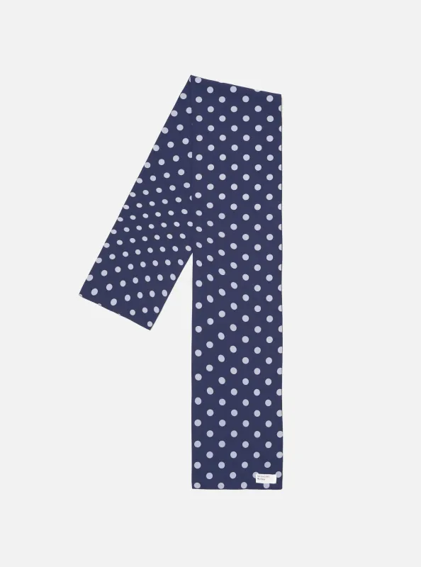 Navy Bold Dot Print Rayon Evening Scarf sold by Universal Works