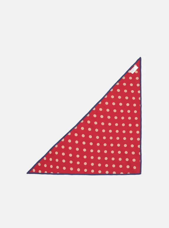 Red Bold Dot Print Rayon Scout Scarf sold by Universal Works