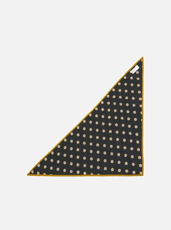 Black Bold Dot Print Rayon Scout Scarf made by Universal Works