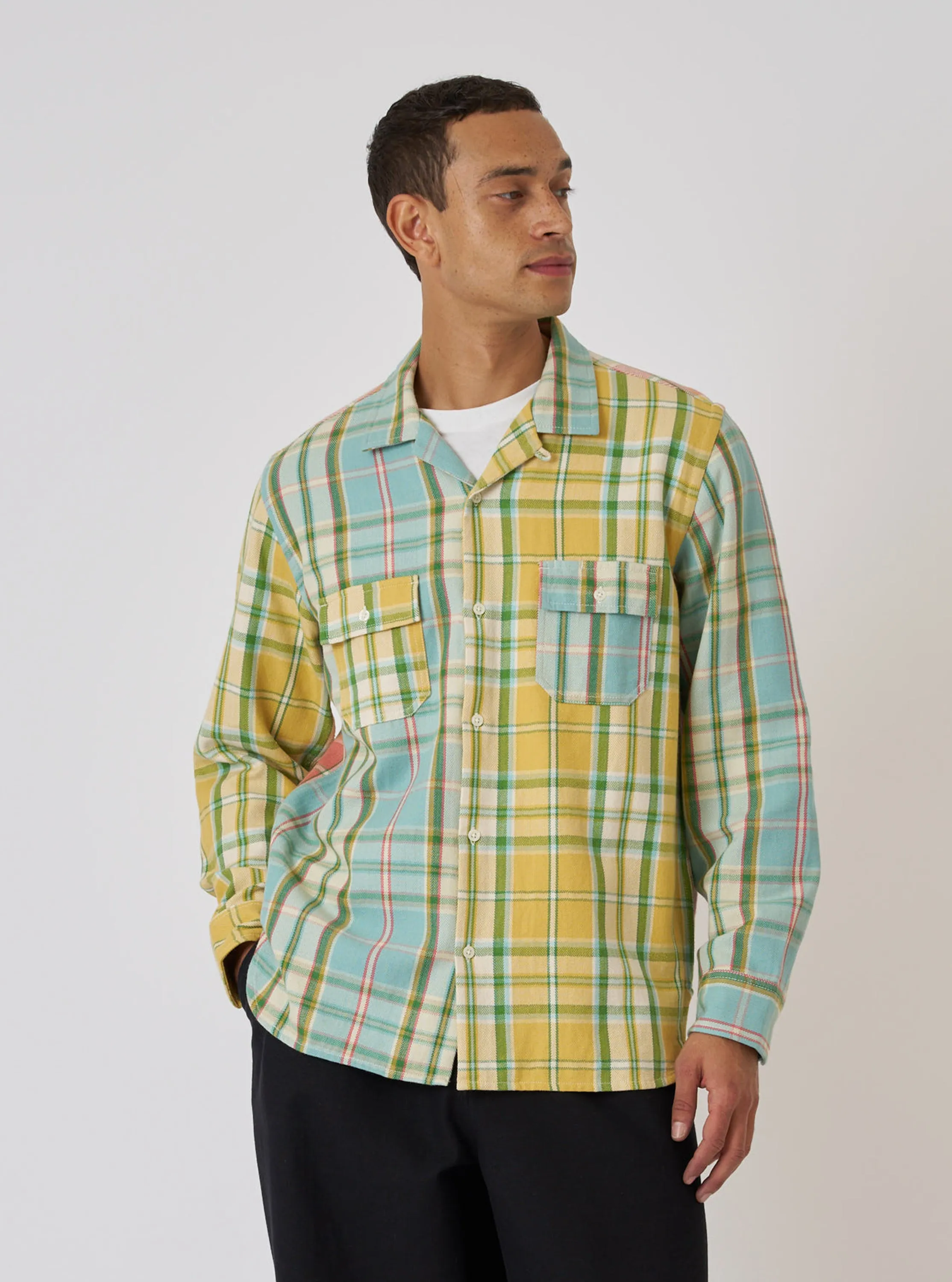 Faded Mixed Check Panel Shirt sold by Universal Works product image thumbnail 2