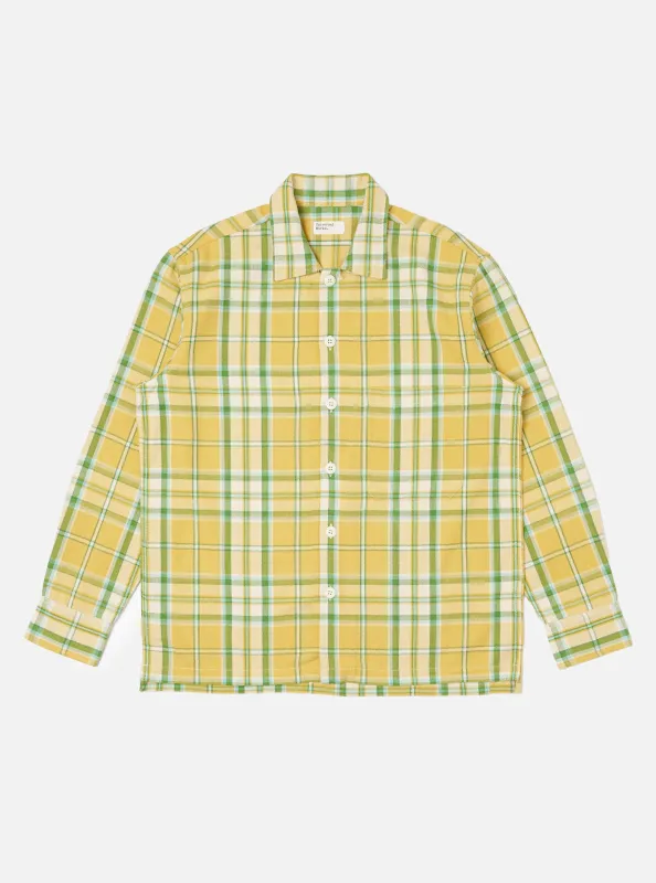Yellow Faded Check Fatigue Shirt sold by Universal Works